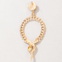 New Style Hollow Snake Circle Pendant Inlaid Pearl Alloy Earrings main image 2