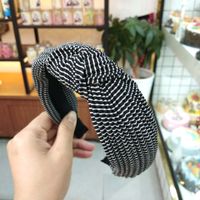 Wrinkled Striped Knotted  Wide Edge Fabric Headband sku image 6