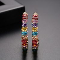 Fashion Jewelry Wholesale Fashion Ladies Colored Copper Inlaid Zircon Earrings sku image 3