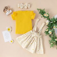 Fashion Summer New Letter Daisy Embroidery Yellow Top Printed Suspender Skirt Three-piece Suit main image 2