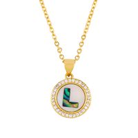 Explosive Letter Necklace Round Colored Shell 26 Letter Diamond Necklace sku image 1