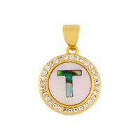 Explosive Letter Necklace Round Colored Shell 26 Letter Diamond Necklace sku image 2