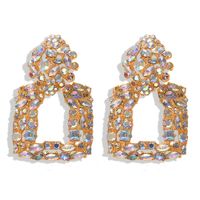 Alloy Diamond Square Earrings Luxury Rhinestone Earrings sku image 3
