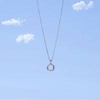 New Style Hollow Round Moon Spring Water Pendant Necklace main image 3