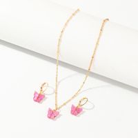 Jewelry Creative Fashion Resin Light Green Butterfly Necklace Earring Set sku image 10