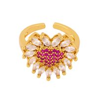 Fashion All-match Ring Women Copper Ring Micro Diamond Zircon Love Open Ring Wholesale Nihaojewelry sku image 2