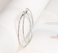 Simple Fashion Hollow Round Carved Large Stainless Steel Earrings sku image 1