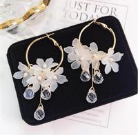 Fashion Flower Tassel Water Drop Pendant Crystal Petal Earrings sku image 1