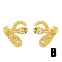 Fashion C-shaped Snake-shaped Sharp Ear Clip Copper Butterfly Earrings For Women sku image 3