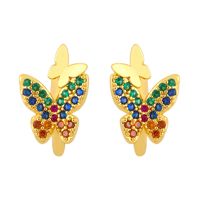 Fashion C-shaped Snake-shaped Sharp Ear Clip Copper Butterfly Earrings For Women sku image 9