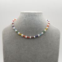Fashion Natural Freshwater Pearl Necklace Bohemian Beach Wind Color Rice Beads Woven Handmade Jewelry sku image 1