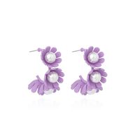Hot Sale Korea Candy Color Cute Flower Earrings C-shaped Wreath Childlike Pearl Earrings Wholesale Nihaojewelry sku image 1