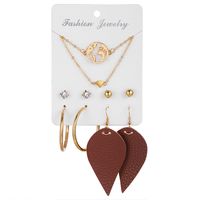 Fashion Diamond Necklace Love Tassel Earrings Set Creative Retro Simple Alloy Earrings Set Wholesale Nihaojewelry sku image 3
