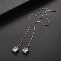 Fashion Simple Tassel Crystal Zircon Inlaid Stud Earrings Ornament main image 3