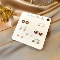 S925 Silberne Nadel Mikro Eingelegte Kristall Kurze Ohrringe Süße Ohrringe Japanisches Und Koreanisches Temperament All-match Einfache Einwöchige Ohrringe Frauen sku image 7