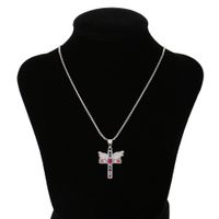 Fashion Cross Angel Wings Copper Inlaid Zircon Necklace Wholesale sku image 2