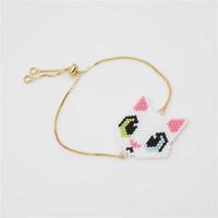 Korean Simple Cartoon Children's Animal Rice Beads Hand-woven Cat Bracelet For Women sku image 3