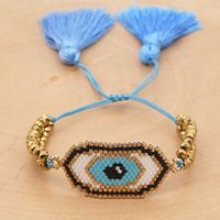 Fashion Ethnic Style Antique Rice Beads Hand-woven Demon Eye Bracelet For Women sku image 5