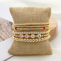 Fashion Trend Natural Pearl Soft Ceramic Multi-layered Beaded Imported Color-preserving Gold Bead Letter Bracelet sku image 2