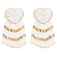 Fashion Retro Peach Heart Rice Beads Tassel Earrings sku image 3