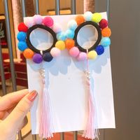 Children's Ball  Color Tassel Hair Tie Girls Baby Princess Cute Rubber Band sku image 2