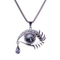 Fashion Blue Eyes Crystal Teardrop Angel Tear Sweater Chain Long Necklace Wholesale Nihaojewelry sku image 2