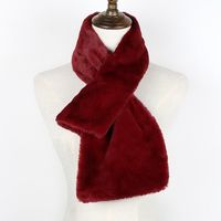 Korean  New Faux Fur Thickening Comfort And Warm Imitation Rabbit Fur Pure Color Scarf sku image 11