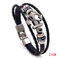 Unisex Geometric Anchor Woven Cowhide Leather Bracelet Nhpk121413 sku image 1