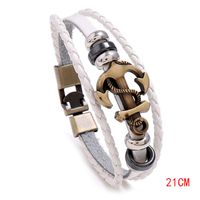 Unisex Geometric Anchor Woven Cowhide Leather Bracelet Nhpk121413 sku image 3