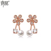 Simple Flower Pearl Earrings sku image 2