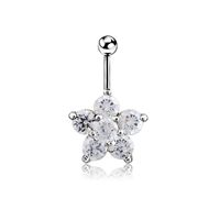 Piercing Jewelry Zircon Plum Blossom Belly Button Ring Fashion Belly Button Nail sku image 4