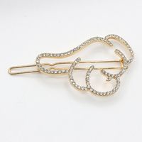 New Korean Jewelry Thumb Hairpin Diamond Korean Wild Simple Rhinestone Hollow Edge Clip sku image 3