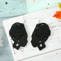 Carved Hollow Head Wood Large Earrings Wholesales Fashion sku image 4
