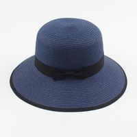 Straw Hat Ladies Summer New Travel Sun Hat Korean Fashion Simple Casual Bowknot Wild Shade Fisherman Hat Wholesale Nihaojewelry sku image 4