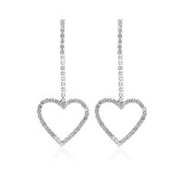 Korean New Style Diamond Heart Earrings Fashion Simple Hollow Hollow Tassel Long Earrings Women sku image 2
