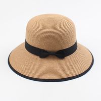 سيدة قبعة القش ، قبعات الشمس الصيفية الجديدة ، النسخة الكورية من الأقواس البسيطة وغير الرسمية ، قبعة الصياد المظلة sku image 3