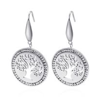 New Round Diamond Tree Of Life Stainless Steel Earrings Wholesale Nihaojewelry sku image 1