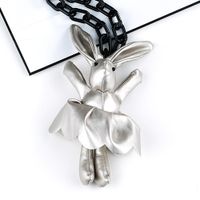 Korean  Fashion Wild Cute Leather Rabbit Long Necklace sku image 6