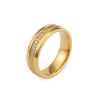 18k Korean Frosted Five Micro Inlaid Zircon Stainless Steel Ring Wholesale Nihaojewelry sku image 3