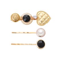 Neues Produkt Hahnen Tritt, Internet-promi-haarnadel, Dreiteiliges Set, Krone, Perle, Knopf, Seiten Clip, Yiwu Hot Sale Jewelry sku image 2
