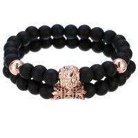 Fashion Bracelet Lion Head Micro Inlay Round Tube Bracelet Set Wholesale sku image 4