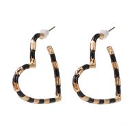 New Alloy Black And White Wire Heart Earrings Nhjj142208 sku image 4