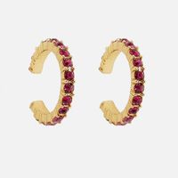 Super Fire C-shaped Alloy Rhinestone Earrings Nhjq131738 sku image 4