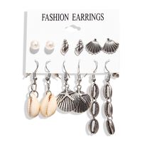 New Creative Retro Golden Silver Shell Scallop Earring Set Wholesale Nihaojewelry sku image 10