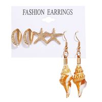 New Creative Retro Golden Silver Shell Scallop Earring Set Wholesale Nihaojewelry sku image 1