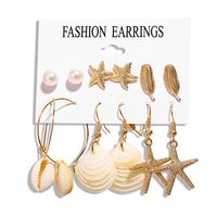 New Creative Retro Golden Silver Shell Scallop Earring Set Wholesale Nihaojewelry sku image 9