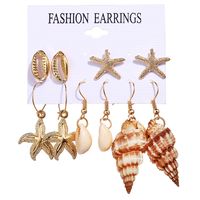 New Creative Retro Golden Silver Shell Scallop Earring Set Wholesale Nihaojewelry sku image 11