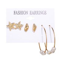 New Creative Retro Golden Silver Shell Scallop Earring Set Wholesale Nihaojewelry sku image 2