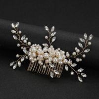 Women's Glam Wedding Bridal Geometric Artificial Pearl Hair Combs Insert Comb sku image 2