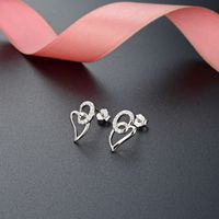 Simple Korean S925 Silver Zircon Earrings Ladies Heart-shaped Diamond Earrings sku image 2